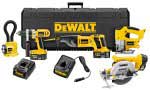 DeWalt DW5KITV3 18 Volt XRP 1/2" Drill/Driver/Hammerdrill, Reciprocating Saw, Circular Saw, Jig Saw, Flexible Floodlight and Vehicle Charger Kit